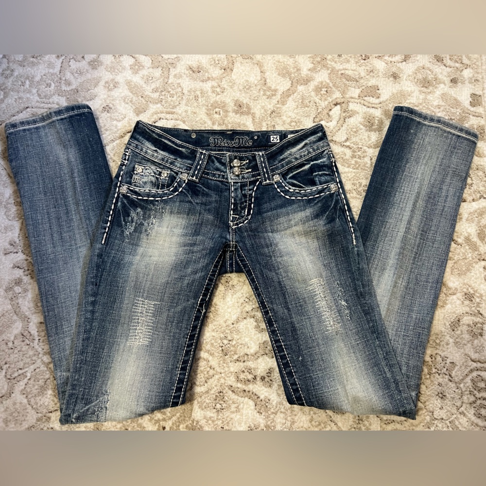 Miss Me Distressed Straight Leg Denim Jeans